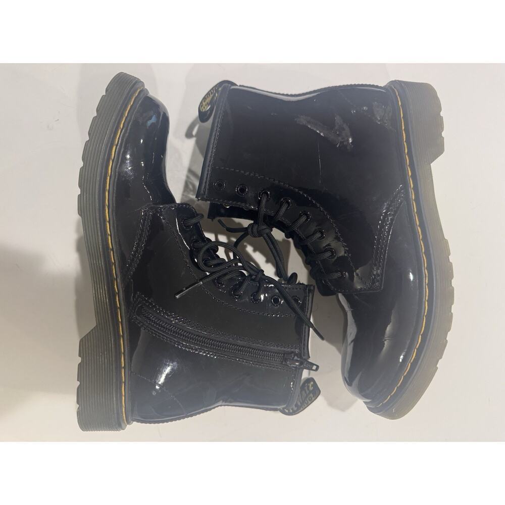 Dr Martens 1460 Patent Boots Woman Sz 5 Side Zip Black Lace Up
